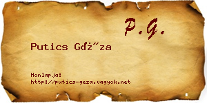 Putics Géza névjegykártya
